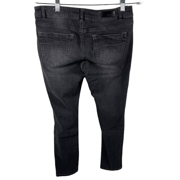 Kenneth Cole Reaction Womens 6 Distressed Low Rise Black Skinny Jeans Stretch - Picture 4 of 9